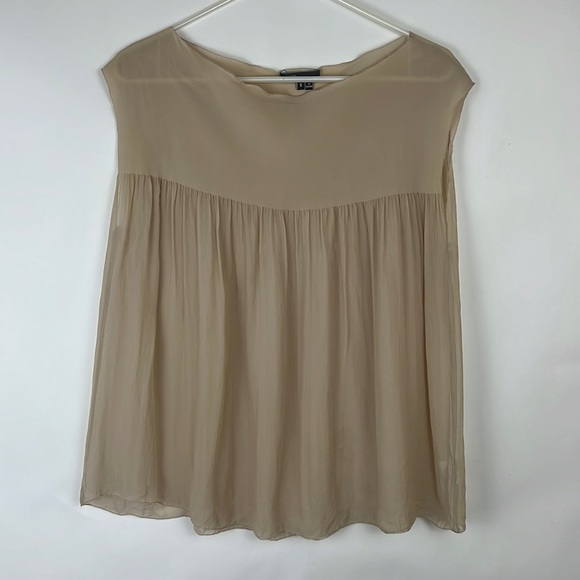Vince Tops - VINCE silk sleeveless sheer blouse with boat neck in nude shade S